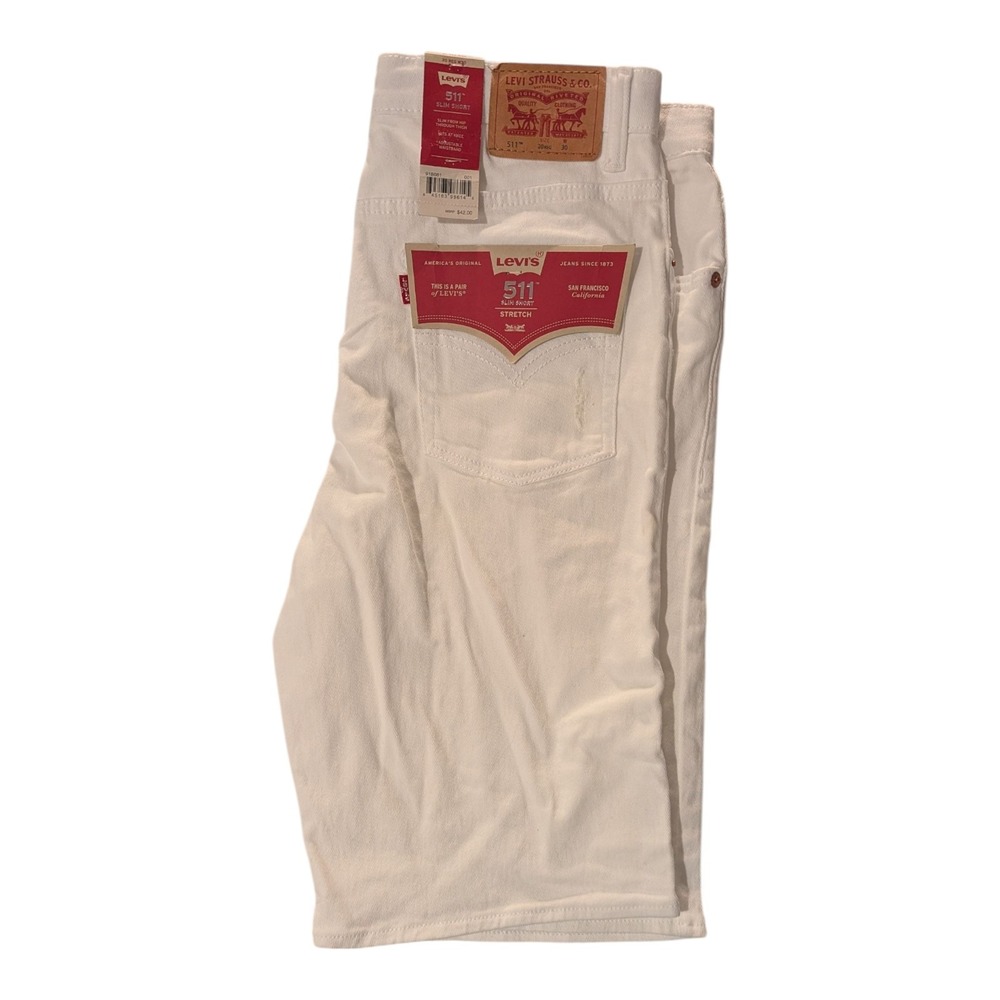 BBC-3 Levi's 511 Boys White Stretch Jean‎ Shorts Size 20 Reg W30 - White - Picture 3 of 4